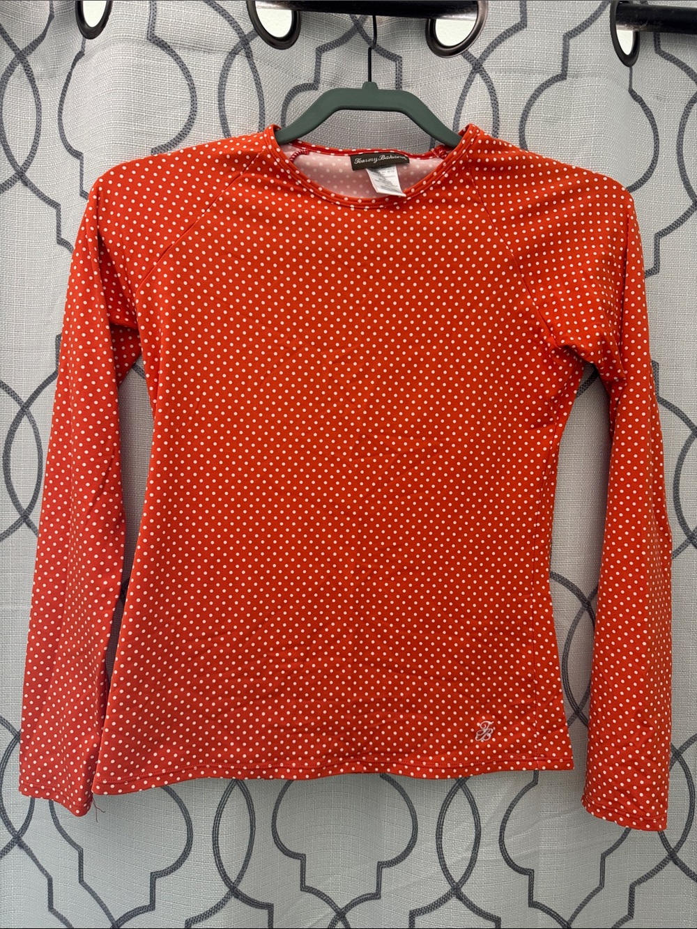Women's Orange Polka Dot Long Sleeve Top